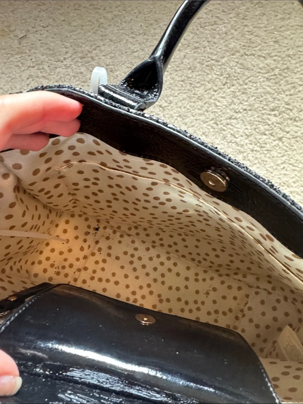 kate spade Black Sequin Tote with Glossy Handles